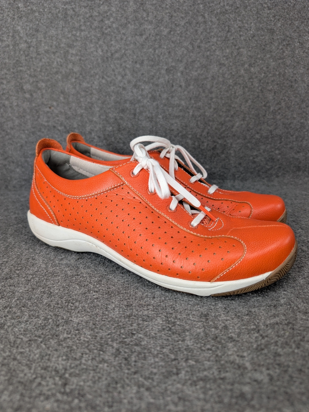 Dansko Orange Perforated Leather Lace-Up Sneakers